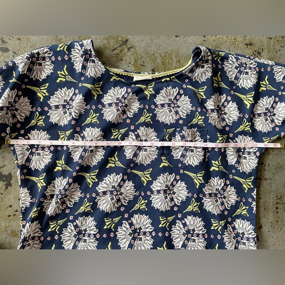 Women's Anthropologie Meadow Rue Medium Short Sleeve Blouse Top Blue - Picture 6 of 6